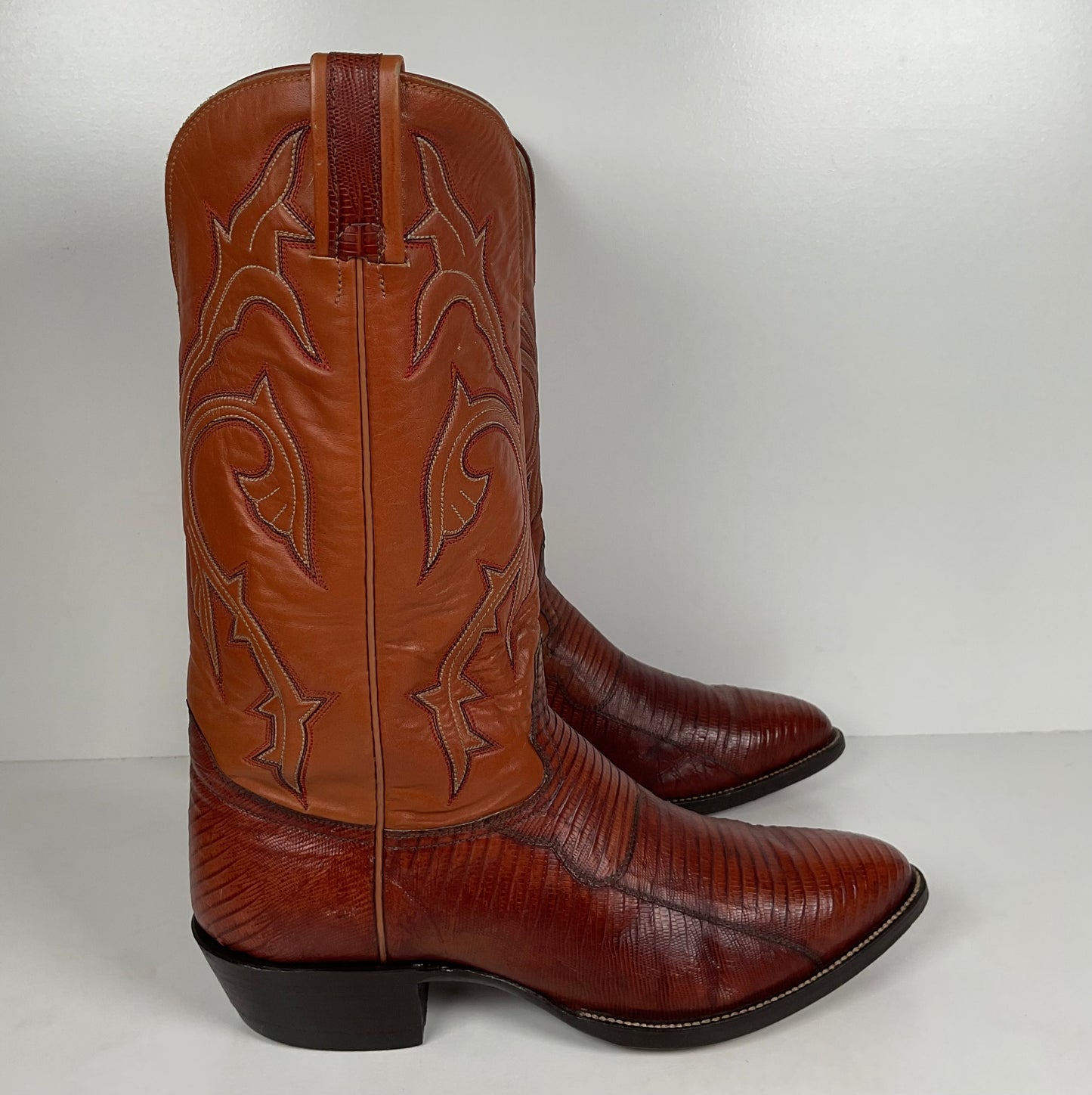 Vintage Hondo Cowboy Boots | Pieced Teju Lizard | Extra Wide | 10 EE