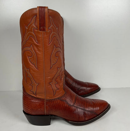 Vintage Hondo Cowboy Boots | Pieced Teju Lizard | Extra Wide | 10 EE