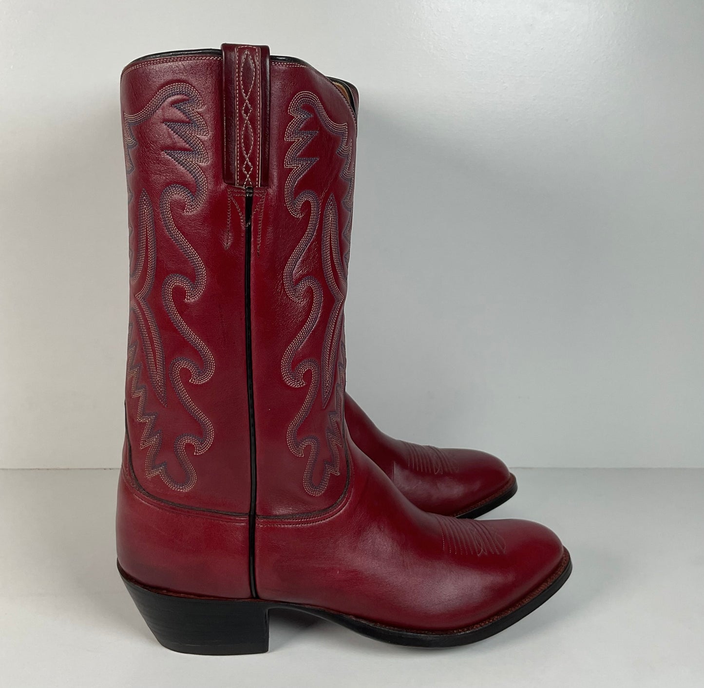 Vintage Lucchese San Antonio Cowboy Boots | Burgundy | Men’s 9 D