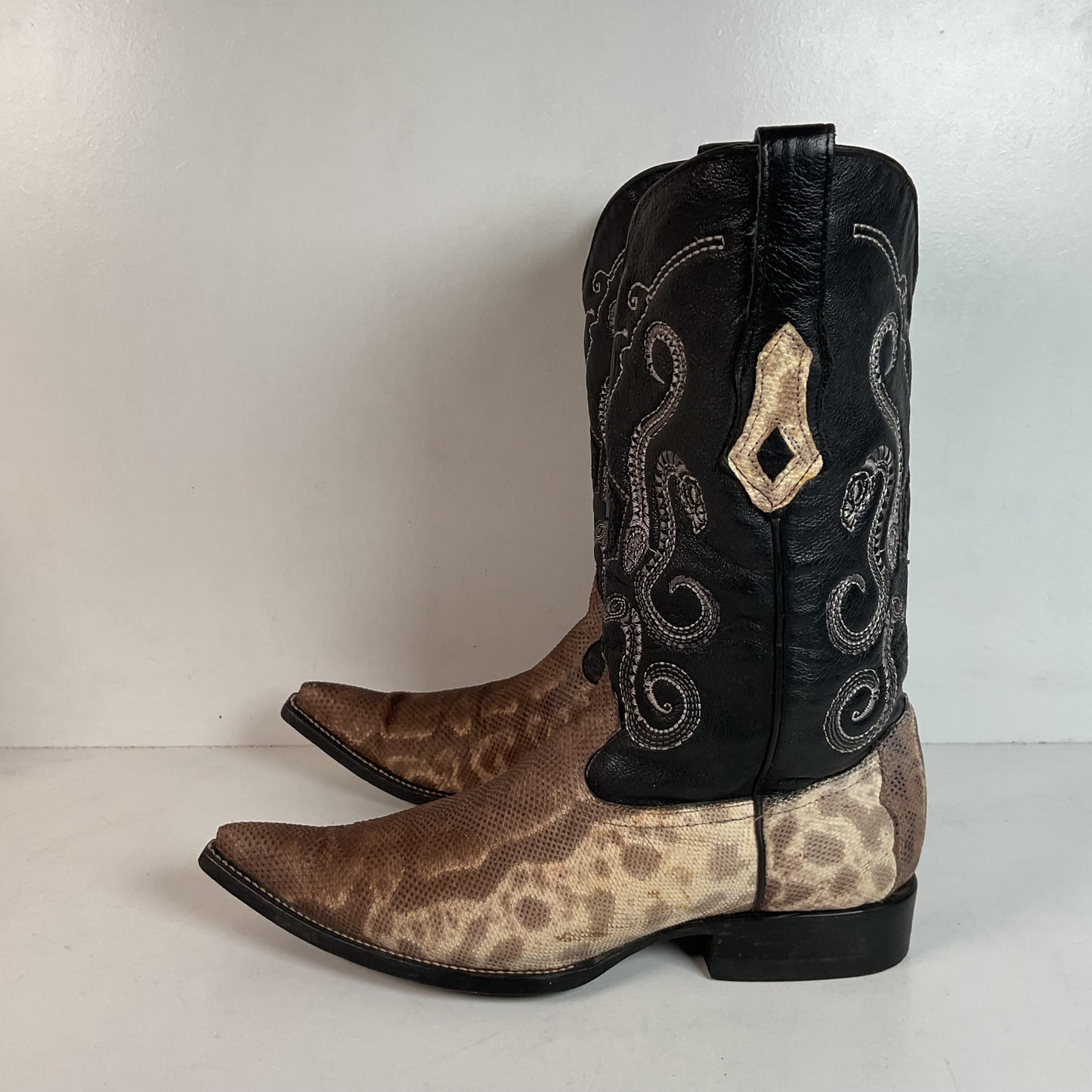 Cuadra Karung Snake Skin Cowboy Boots US 9 Exotic Pointed Toe