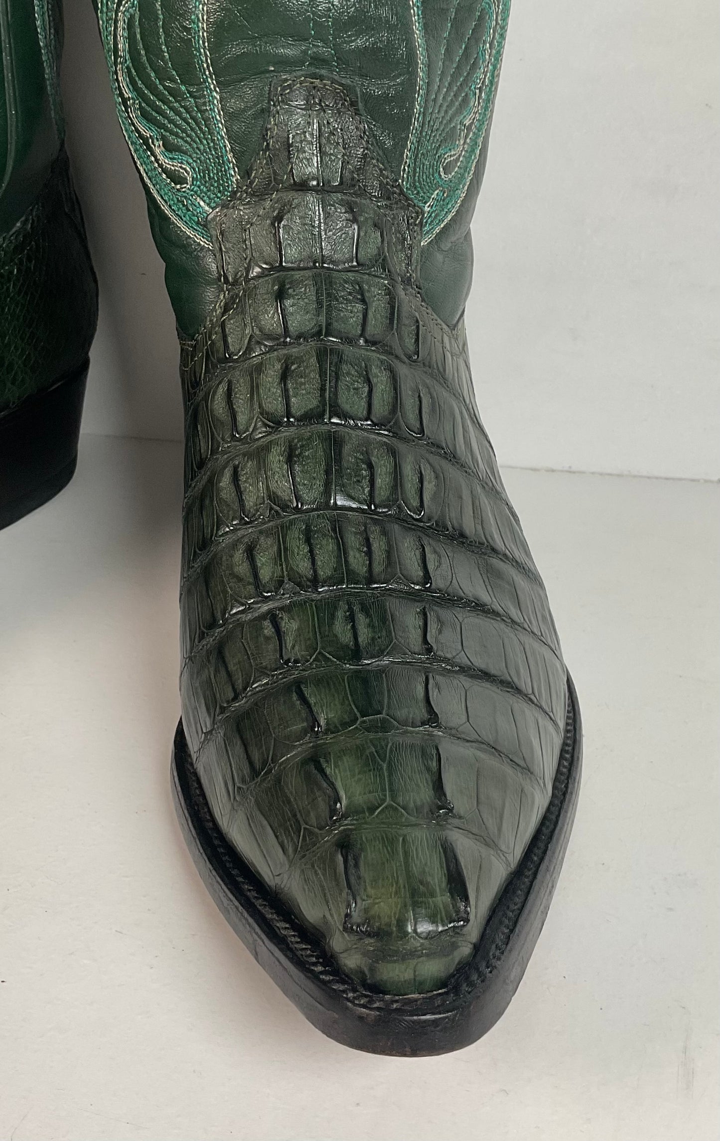 Cuadra Emerald Green Caiman Cowboy Boots 9.5 Exotic Tail Cut