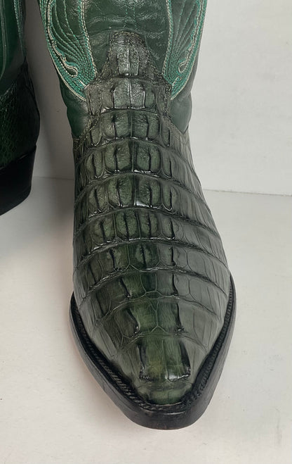 Cuadra Emerald Green Caiman Cowboy Boots 9.5 Exotic Tail Cut