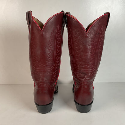 Vintage Tony Lama Red Wine Cowboy Boots Men’s 9 D | Women’s 10 Gold Label