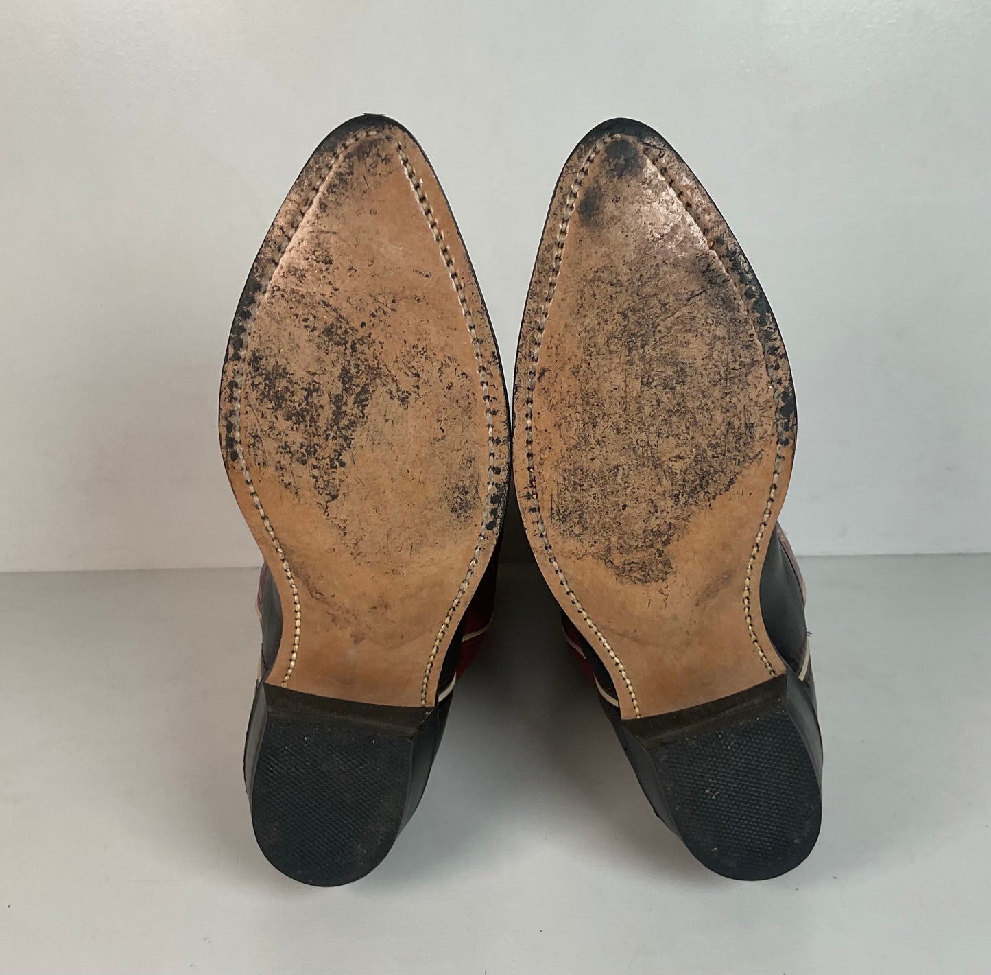 Vintage Dingo Acme Wingtip Cowgirl Boots 7 M USA Made Tooled Inlay