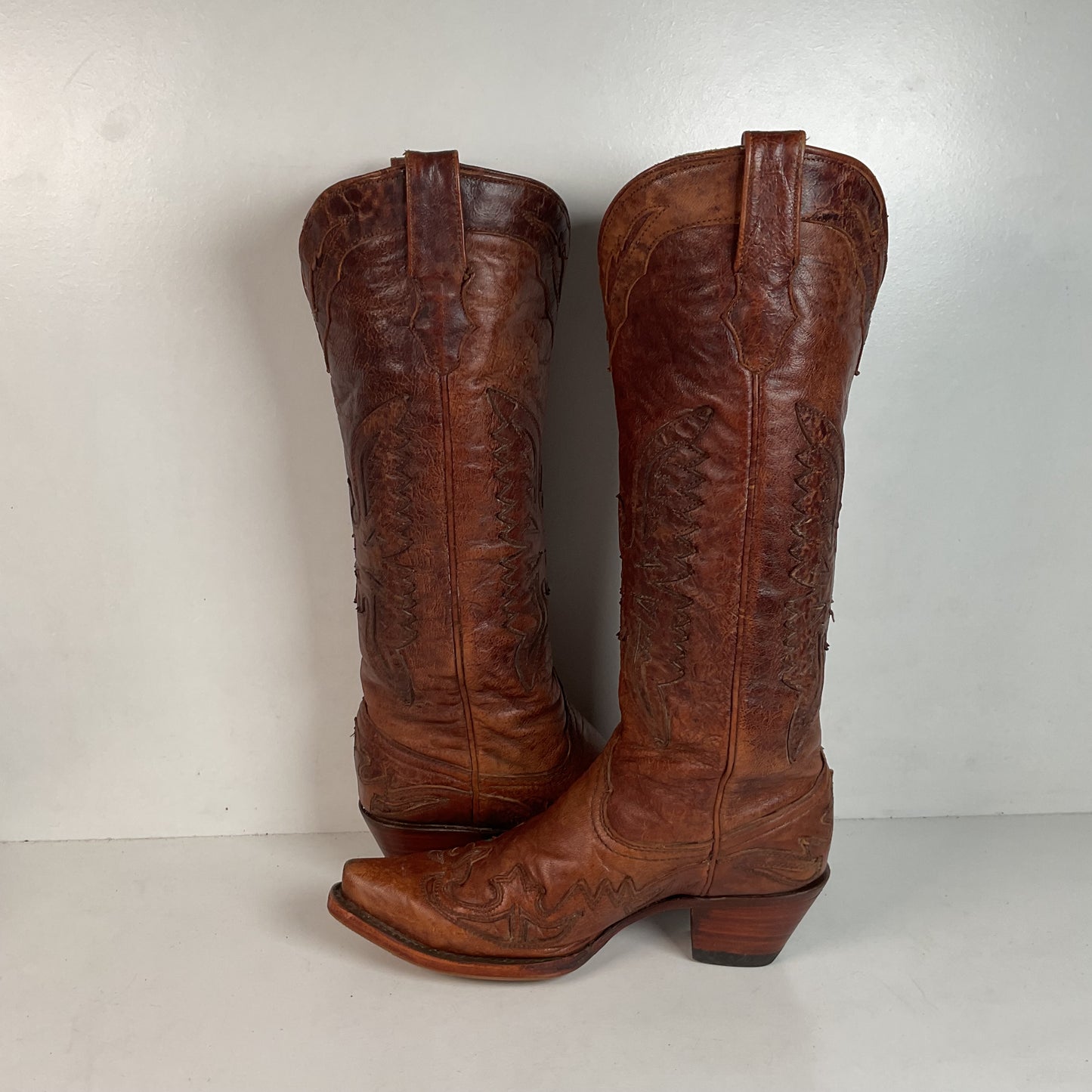 Corral Distressed Leather Thunderbird Cowgirl Boots 8.5 M Overlay Tall