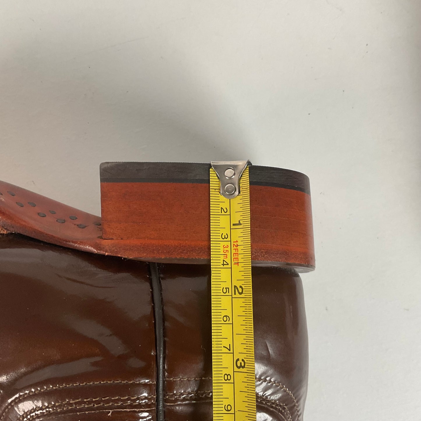 Lucchese 2000 Patent Leather Cowgirl Boots | Square Toe | Brown | USA Made | 6.5