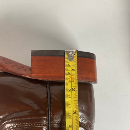 Lucchese 2000 Patent Leather Cowgirl Boots | Square Toe | Brown | USA Made | 6.5