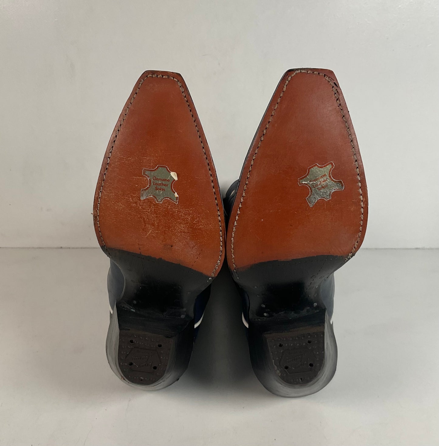 Vintage Tony Lama Blue Tooled Cowboy Boots Men’s 7 D | Women’s 8 Gold Label