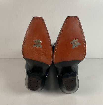 Vintage Tony Lama Blue Tooled Cowboy Boots Men’s 7 D | Women’s 8 Gold Label