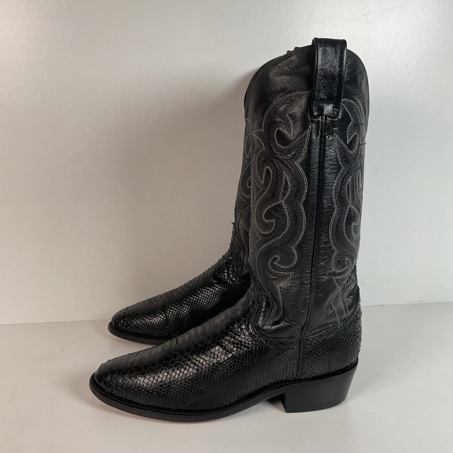 Dan Post Python Snakeskin Cowboy Boots | Midnight Black | Men’s 8 D