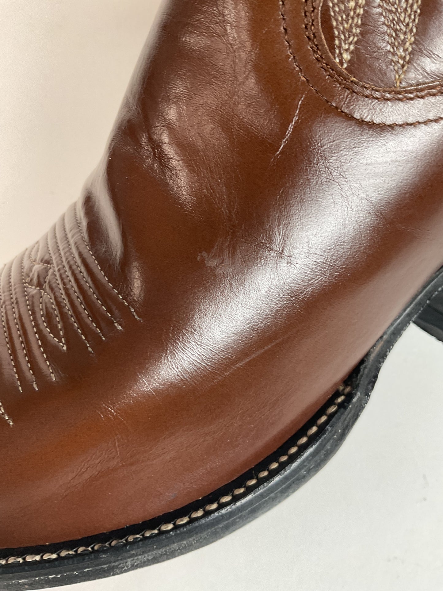 Vintage 1960s Cowtown Cowboy Boots 12 D Chocolate Brown