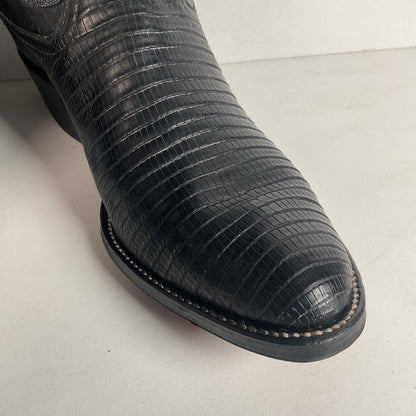 Black Lizard Teju Cowboy Boots 11 D Round Toe