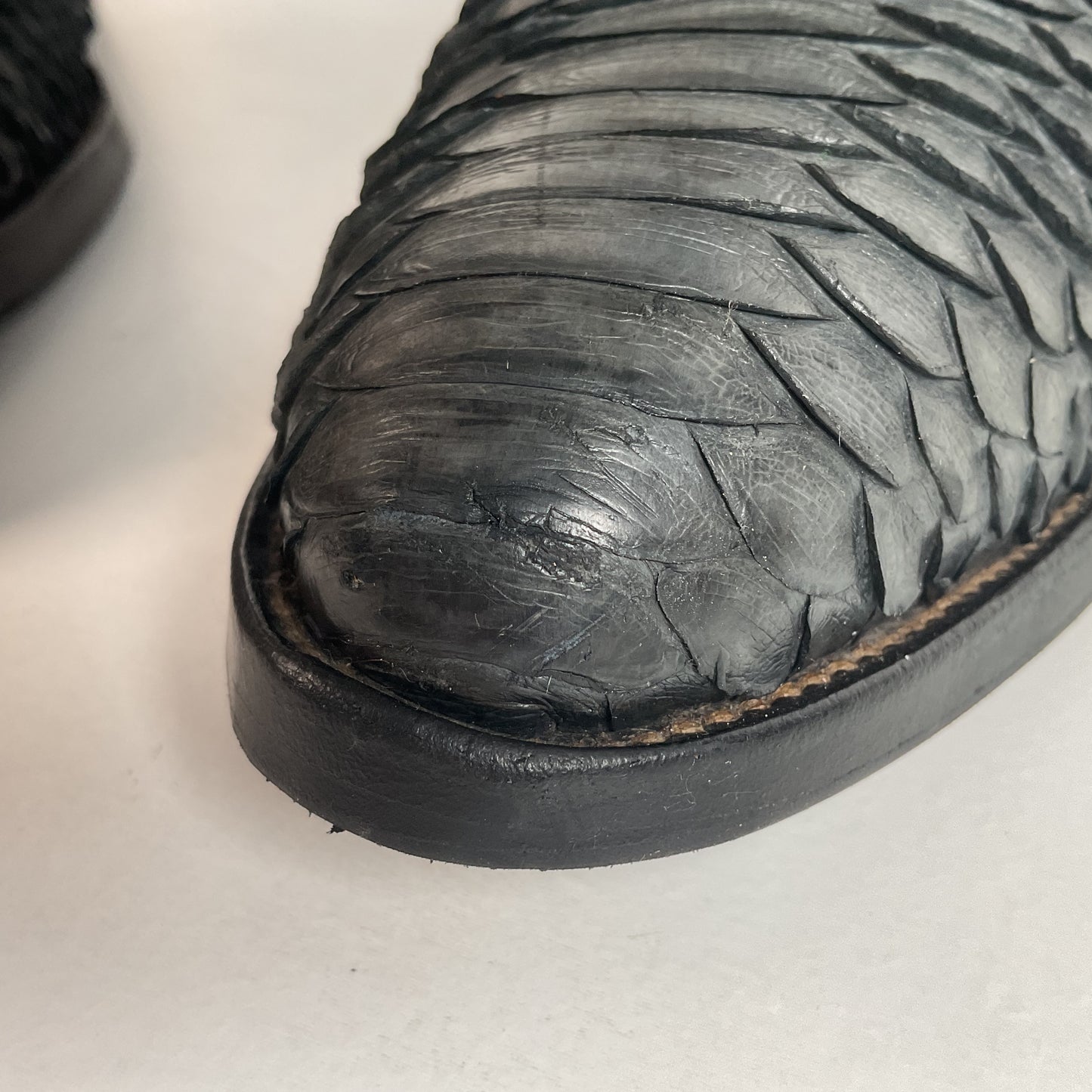 Vintage Nocona Dark Blue Python Snakeskin Cowboy Boots 12 D USA Made