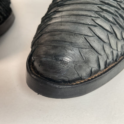 Vintage Nocona Dark Blue Python Snakeskin Cowboy Boots 12 D USA Made