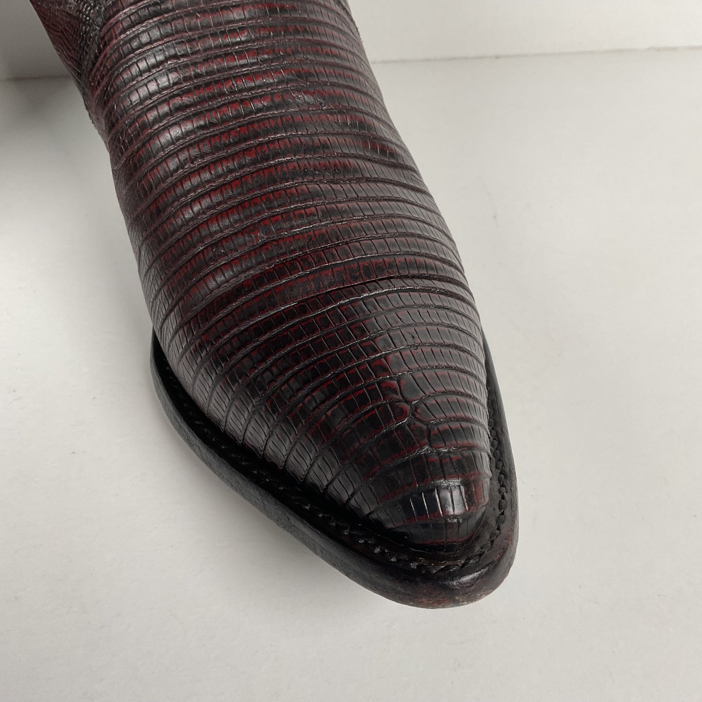 Vintage Tony Lama Teju Lizard Buckaroo Boots | Burgundy | Women’s 9 B