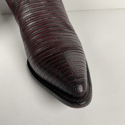Vintage Tony Lama Teju Lizard Buckaroo Boots | Burgundy | Women’s 9 B
