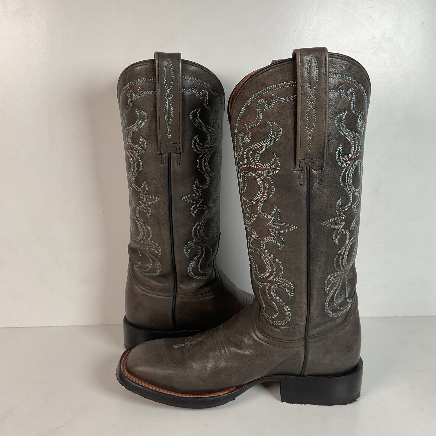 Lucchese Women’s Grey Cowgirl Boots 8.5 B Square Toe Recraft