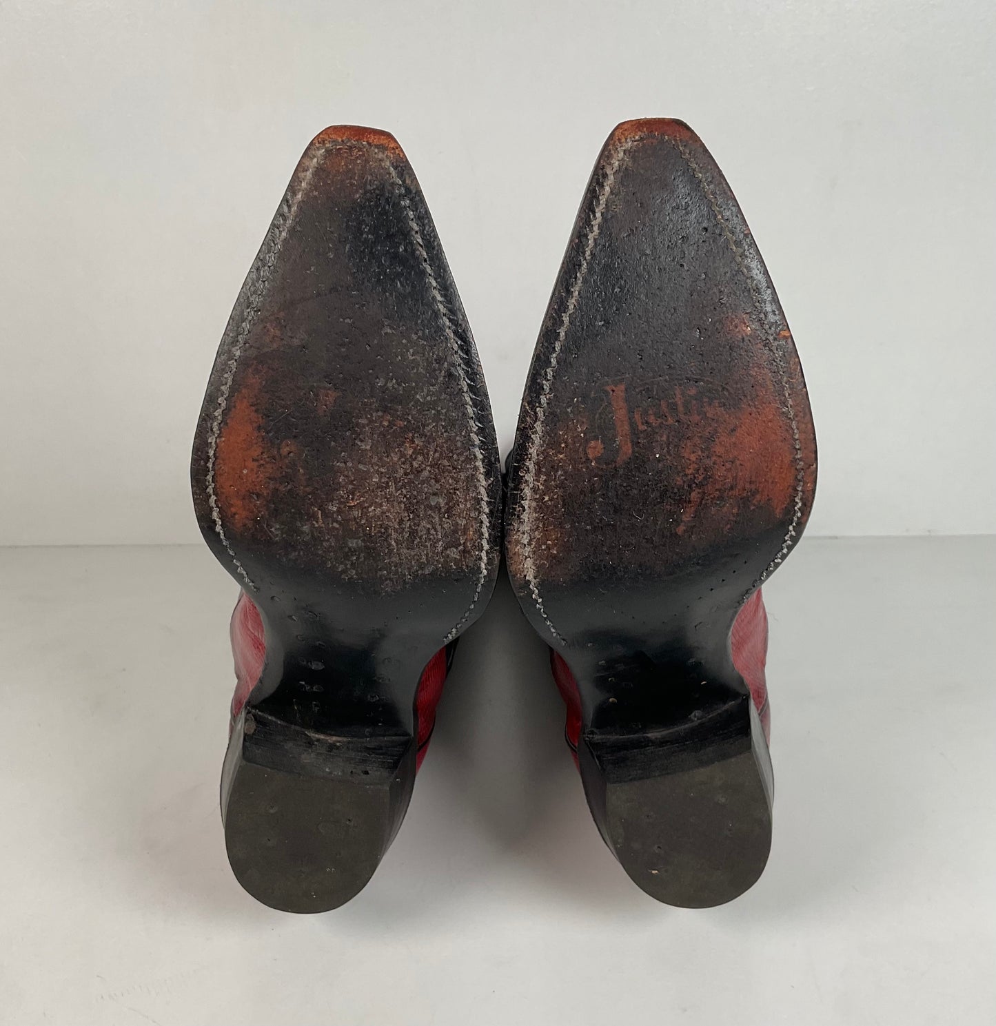 Vintage Justin Teju Lizard Cowgirl Boots | USA Made | Ruby Red | Women’s 7.5 B