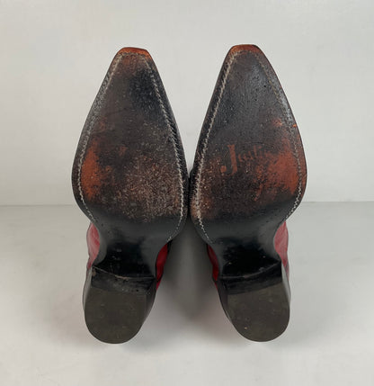 Vintage Justin Teju Lizard Cowgirl Boots | USA Made | Ruby Red | Women’s 7.5 B