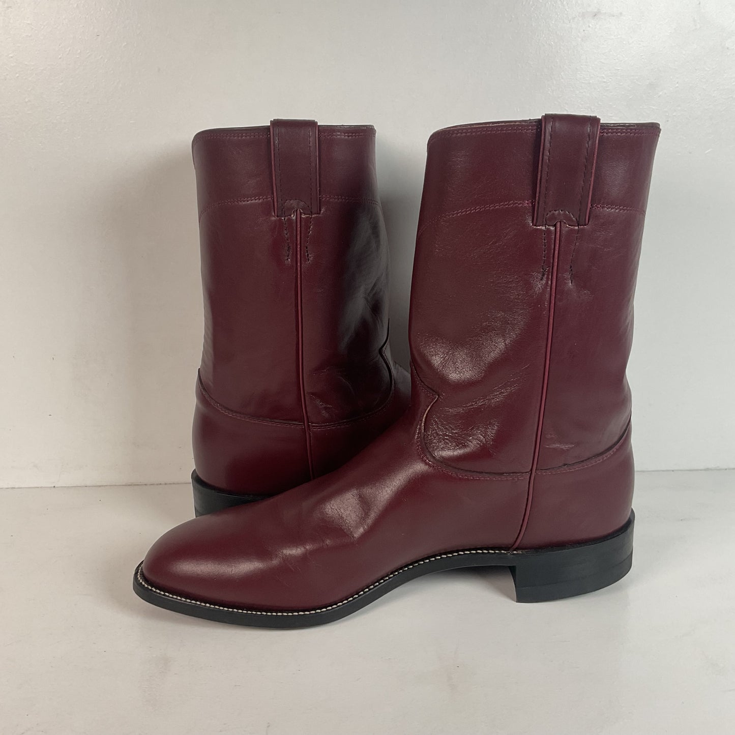 Justin Burgundy Calf Roper Boots 13 D USA Made