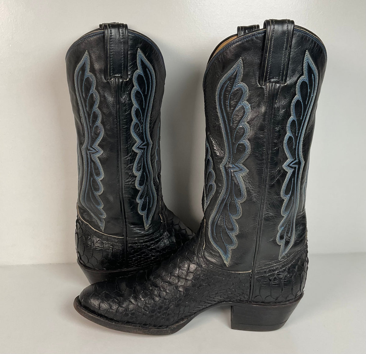 Vintage Tony Lama Boa Snakeskin Cowboy Boots | Gold Label | Men’s 9 D
