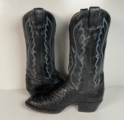 Vintage Tony Lama Boa Snakeskin Cowboy Boots | Gold Label | Men’s 9 D