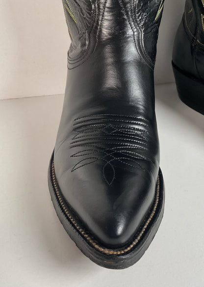 Vintage Nocona Cowboy Boots | 1970s | Black Calf | Men’s 7.5 D