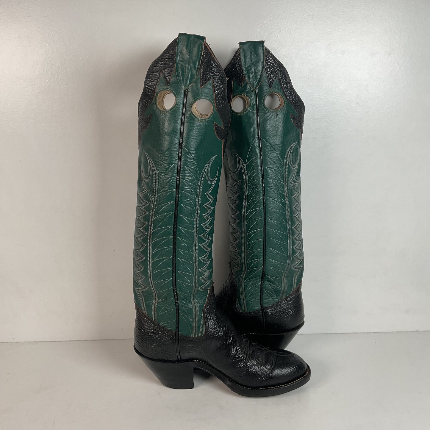 Vintage Sanders Shark Skin Buckaroo Boots Men’s 6.5 | Women’s 8 Exotic Overlay