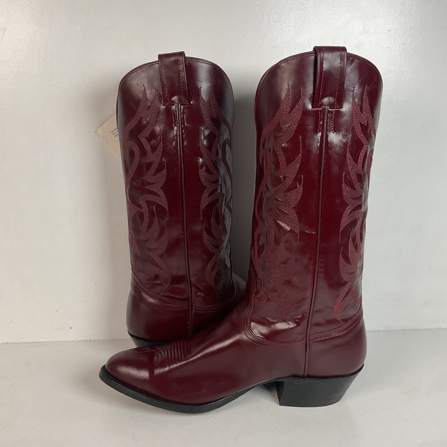 Vintage Nocona Legacy Cowboy Boots 9.5 E Burgundy Calf USA Made