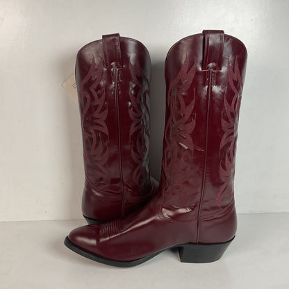 Vintage Nocona Legacy Cowboy Boots 9.5 E Burgundy Calf USA Made