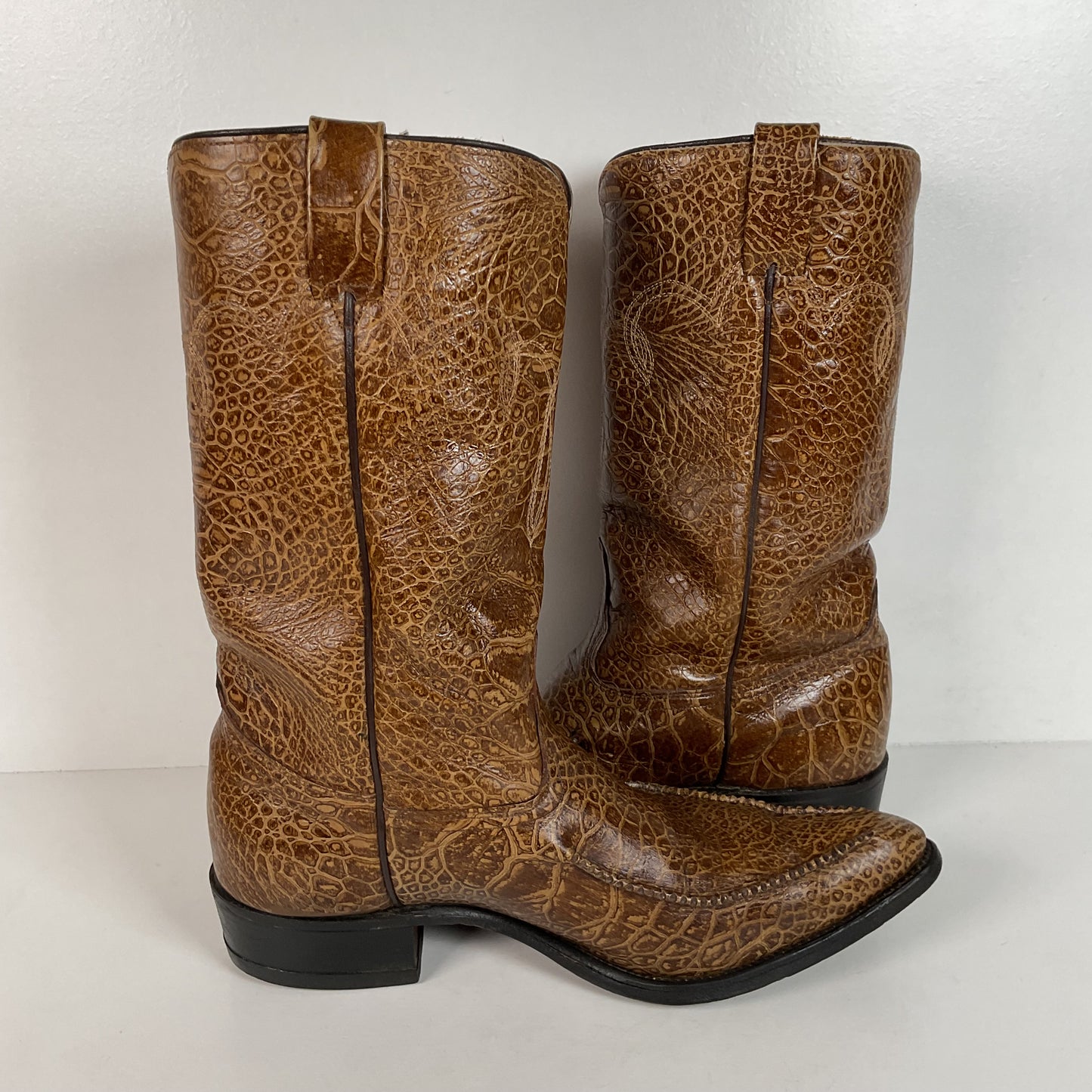 Vintage Wrangler Algonquin Toe Cowboy Boots | Sea Turtle Imitation Print | Men’s 9.5 D