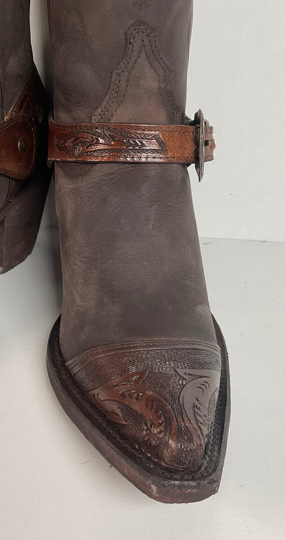 Western Harness Cowgirl Boots | Tooled | Women’s 9.5