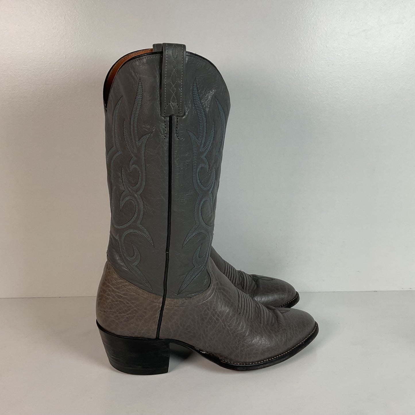 Vintage J. Chisholm Bullhide Cowboy Boots | Grey | USA Made | 10.5 D