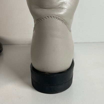 Justin Pearl White Roper Boots 8 C USA Made