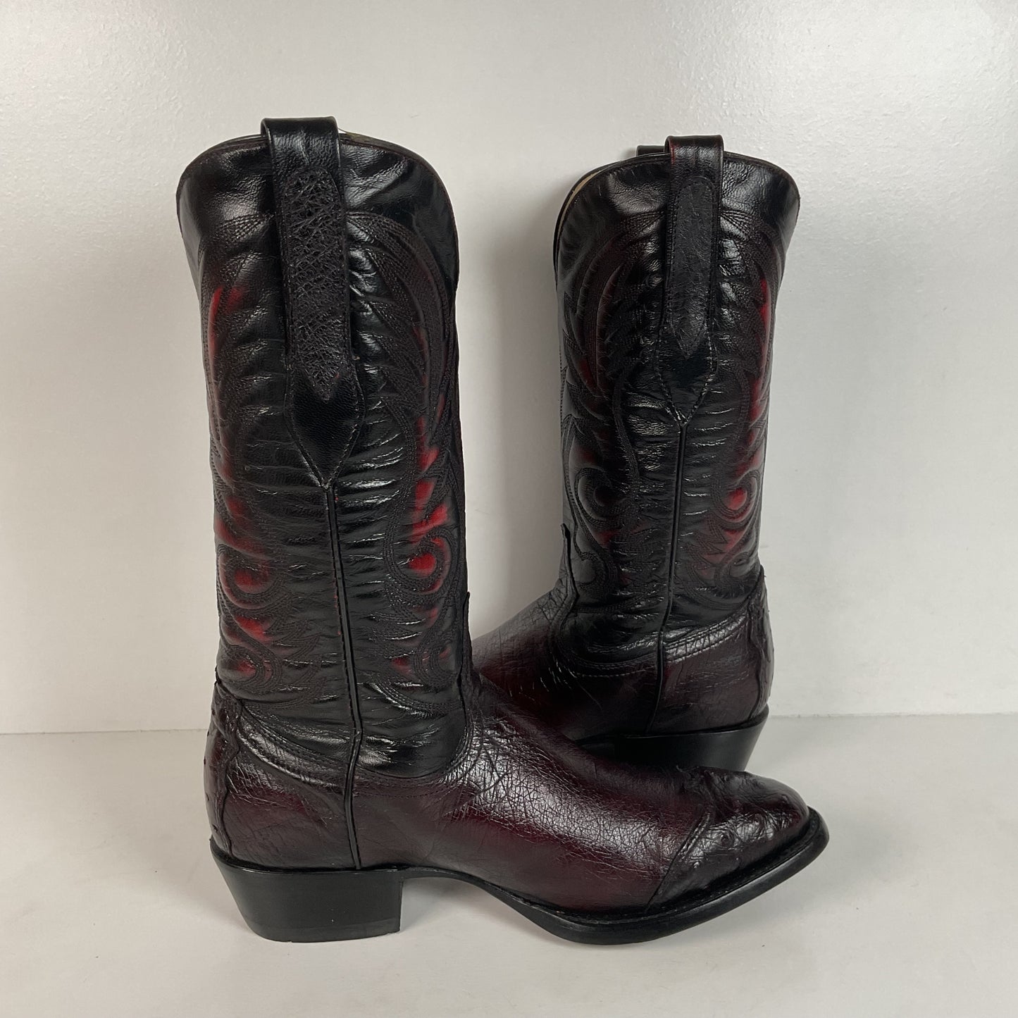 Corral Smooth Ostrich Cowboy Boots | Black Cherry | Men’s 6 EE | Women’s 7