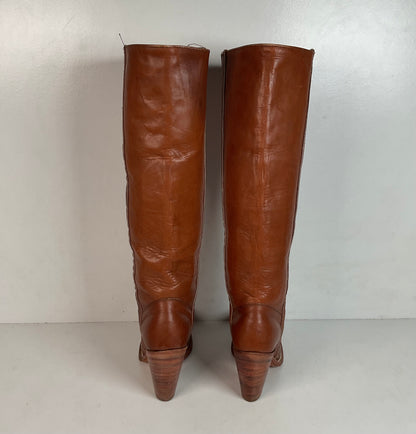 1970s Frye Mustang Riding Boots 6 B Black Label USA Made