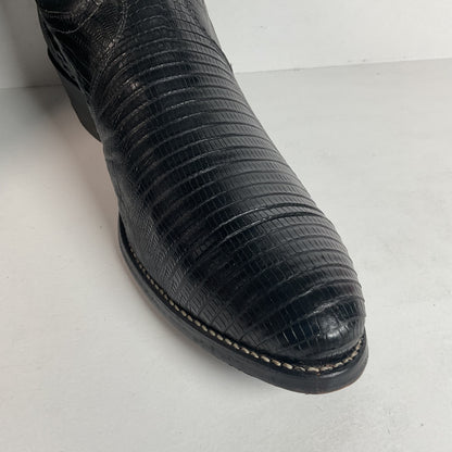 Vintage Justin Lizard Teju Cowboy Boots | USA Made | Black | Narrow | Men’s 12 B