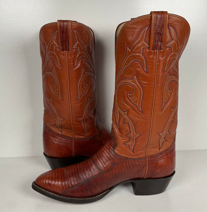 Vintage Hondo Cowboy Boots | Pieced Teju Lizard | Extra Wide | 10 EE