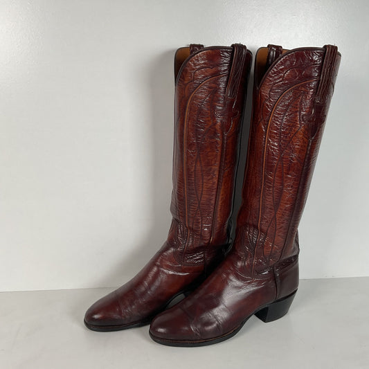 Vintage Lucchese San Antonio Tall Cowgirl Boots | Santini Goat | 8.5 B