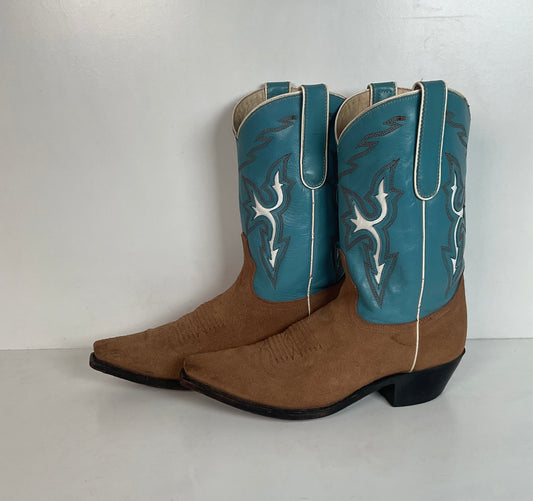 Dan Post Pee Wee Suede Cowgirl Boots 8 M Rough Out Suede