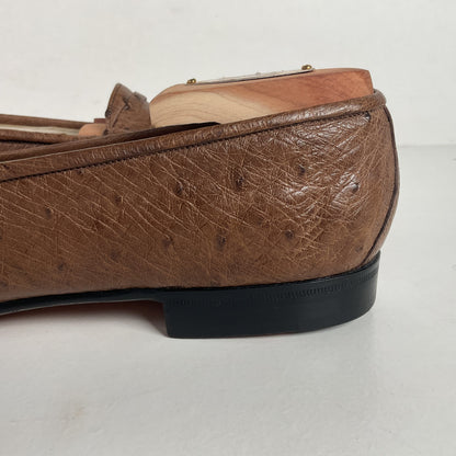 Helene Arpels Ostrich Quill Penny Loafers | Exotic | Brown | 10.5 B