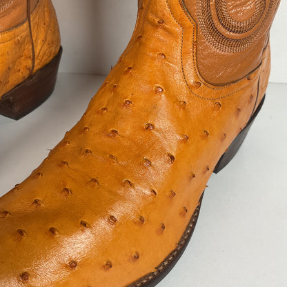 Full Quill Ostrich Cowboy Boots | Exotic | Custom | Butterscotch | Men’s 10 E