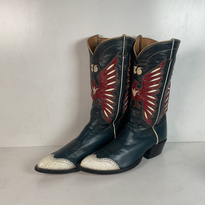 Vintage Tony Lama Bicentennial Thunderbird Cowboy Boots 10 D Gold Label 1776 Walrus Wingtip