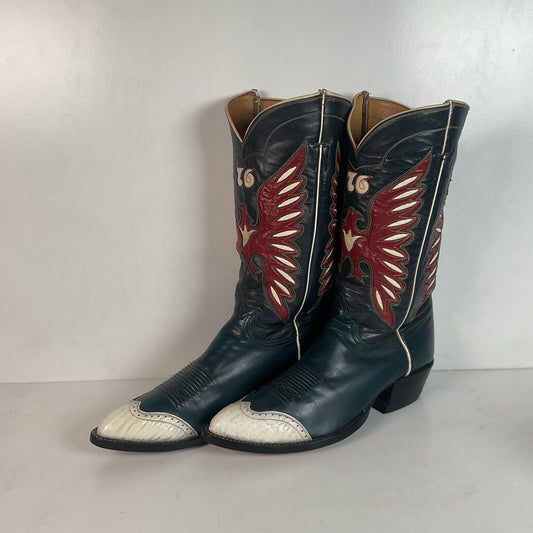 Vintage Tony Lama Bicentennial Thunderbird Cowboy Boots 10 D Gold Label 1776