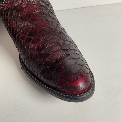 Python Snakeskin Cowboy Boots | Burgundy | Men’s 7 D | Women’s 8