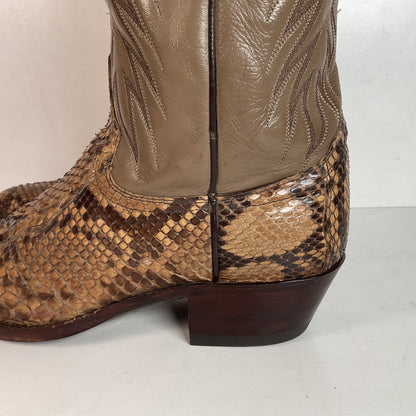 Dan Post Front Cut Python Cowboy Boots 9 D Snakeskin USA Made Recrafted