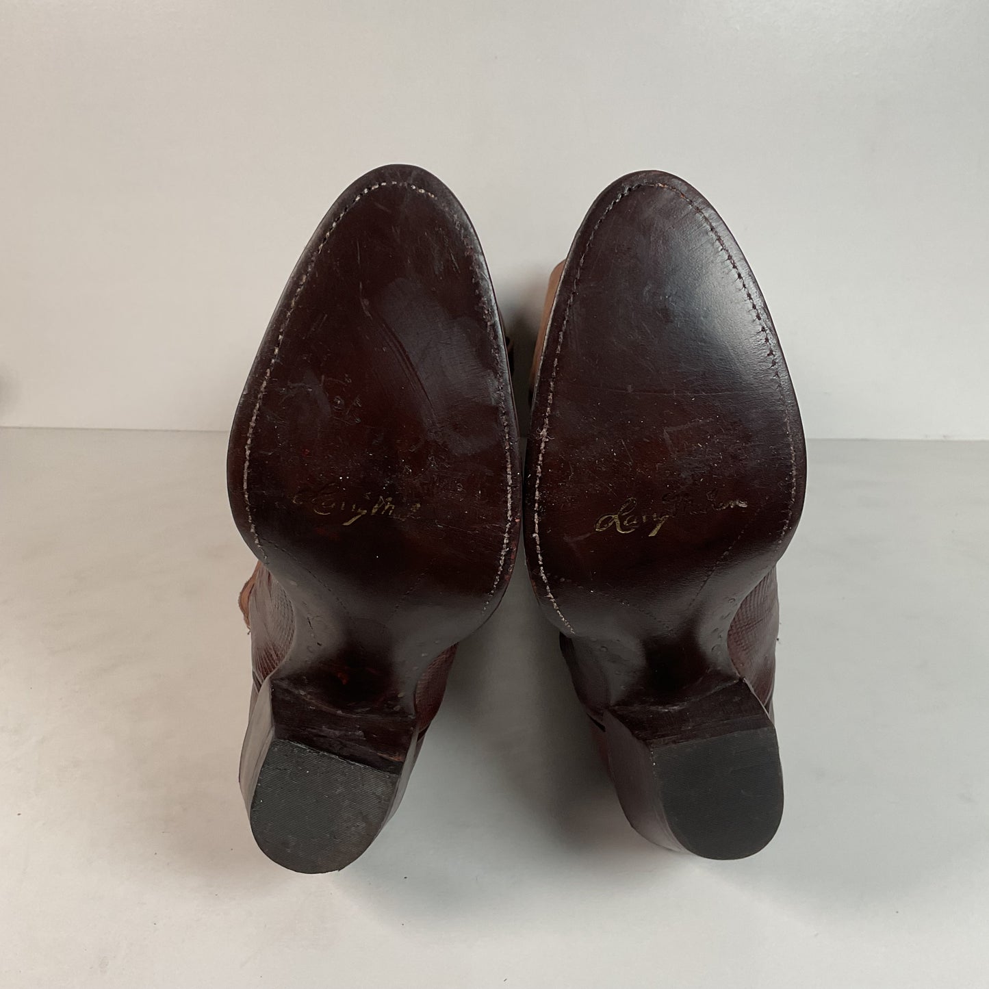 Vintage Larry Mahan Teju Lizard Cowgirl Boots | Pig Skin Suede Shaft | 6.5 B