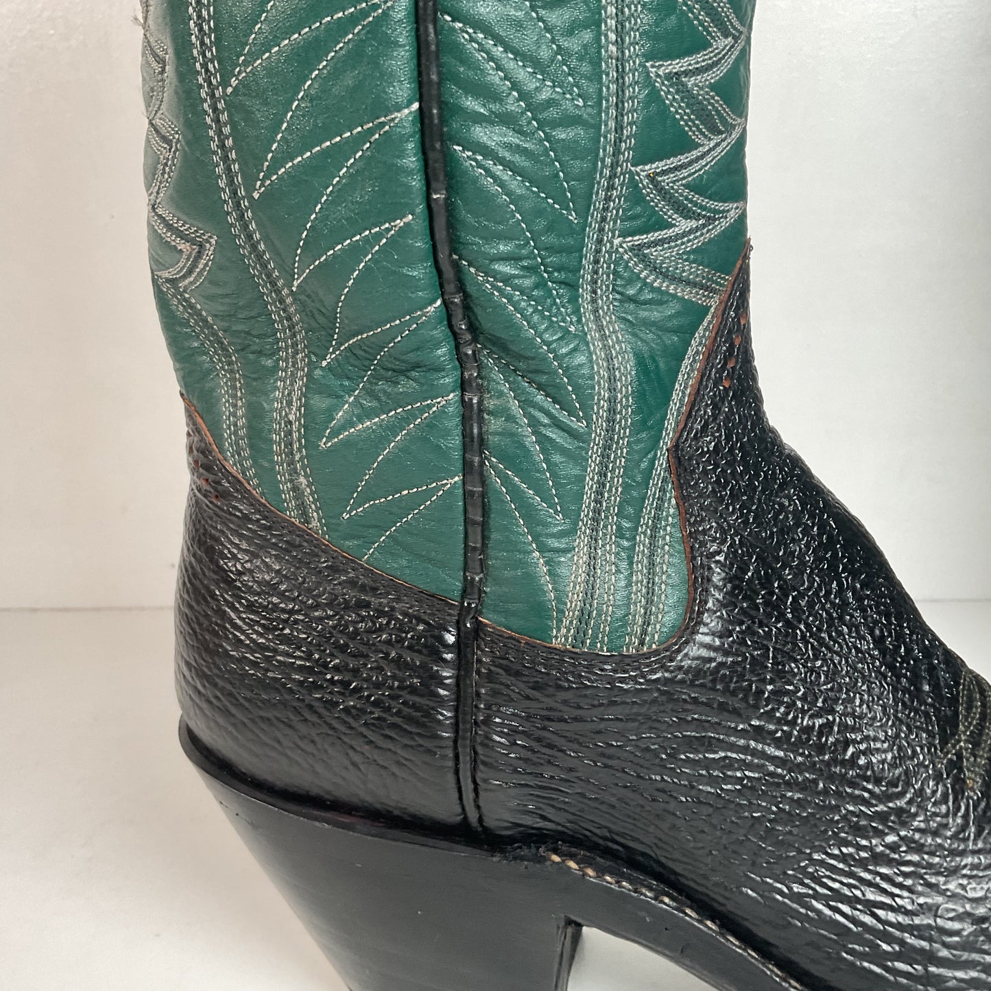 Vintage Sanders Shark Skin Buckaroo Boots Men’s 6.5 | Women’s 8 Exotic Overlay