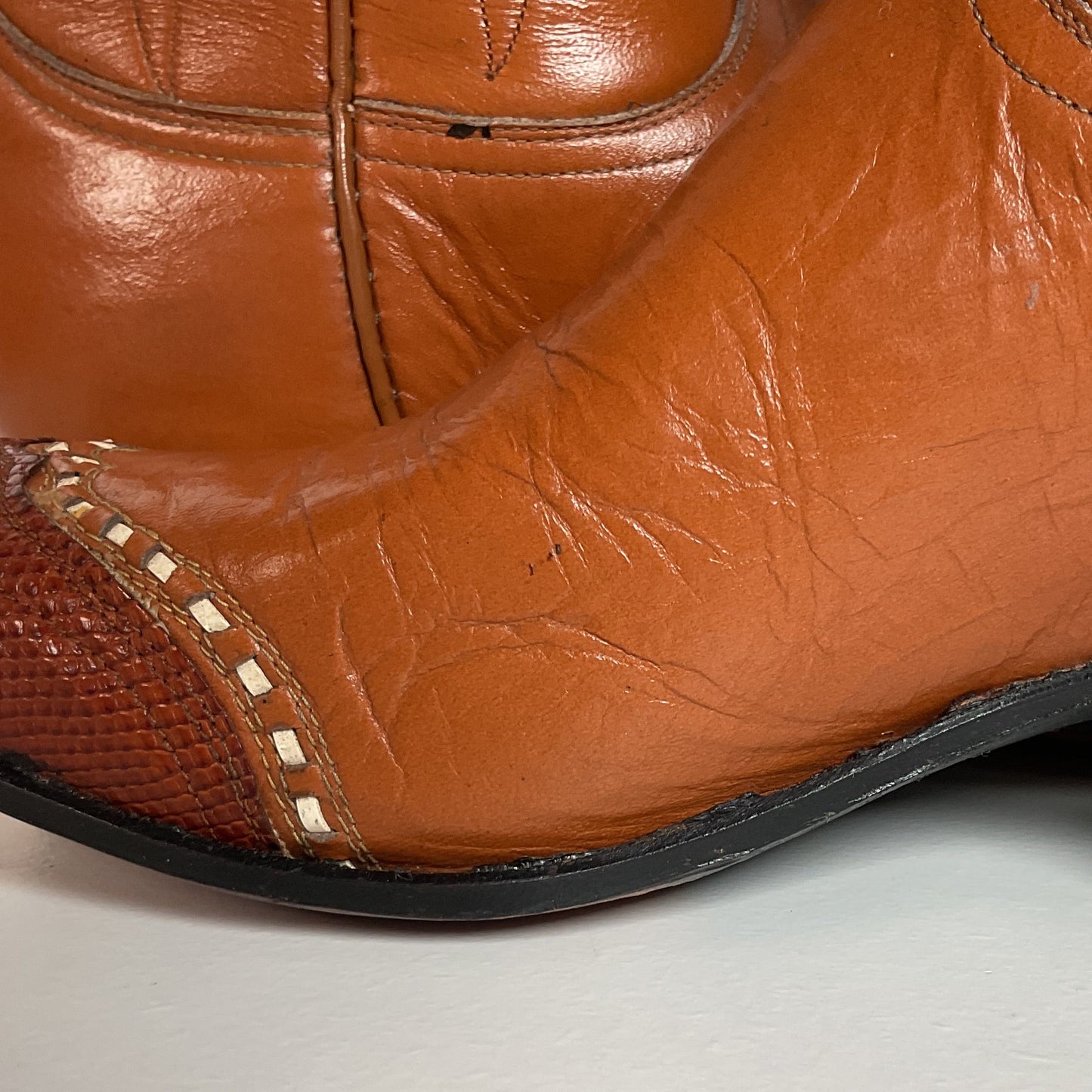 Vintage Tony Lama Maple Leaf Cowboy Boots | Lizard Tip | Narrow | Men’s 8 | Women’s 9