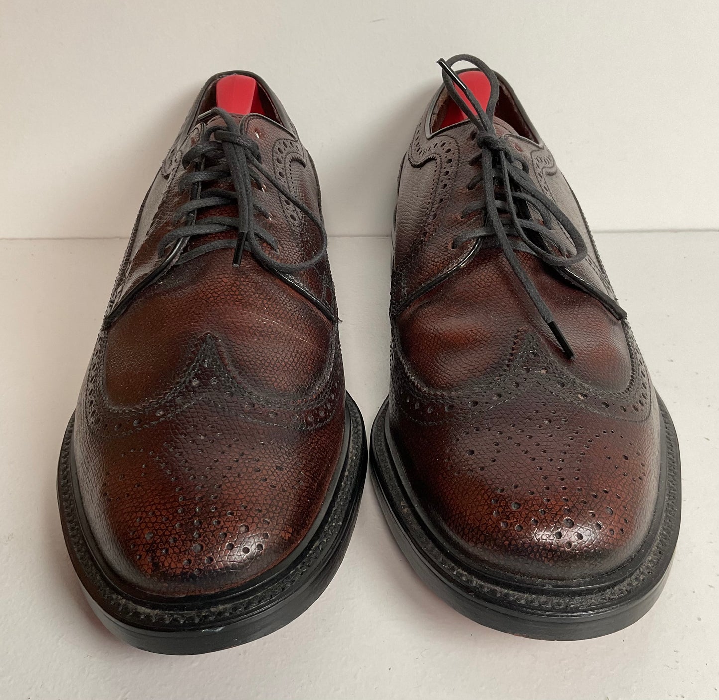 Vintage Stafford Longwing Derby Shoes 9.5 EEE Brogue Gunboat New Old Stock